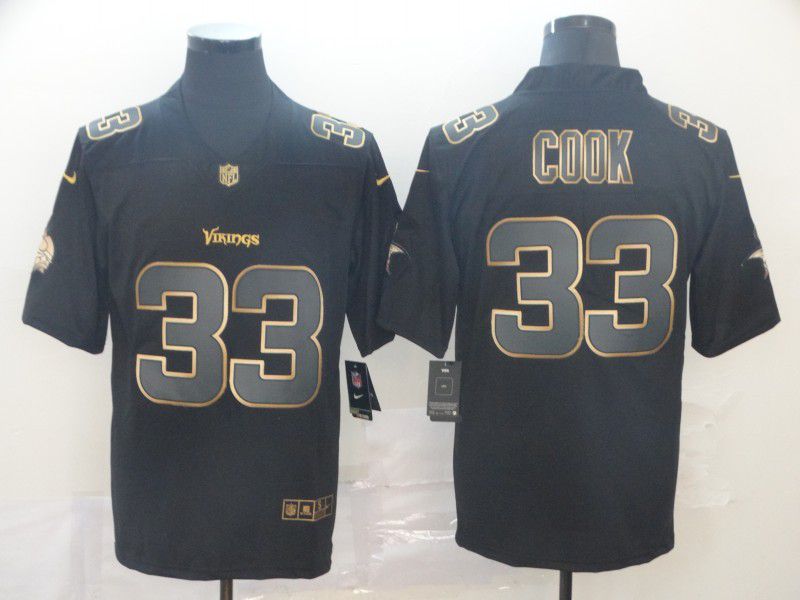Men Minnesota Vikings 33 Cook Nike Vapor Limited Black Golden NFL Jerseys